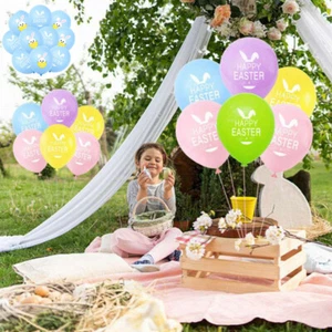 10Pcs Kids Birthday Rabbit Latex Balloons Happy Easter Party Decoration - Picture 1 of 20