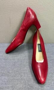 BALLY Rosebud Red Leather Pump Heel Shoes Size 6.5 N Made in Italy