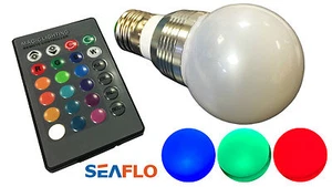 4 x COLOUR CHANGING E27 LED LIGHT BULB with REMOTE CONTROL 16 colours x 4 modes - Bild 1 von 1