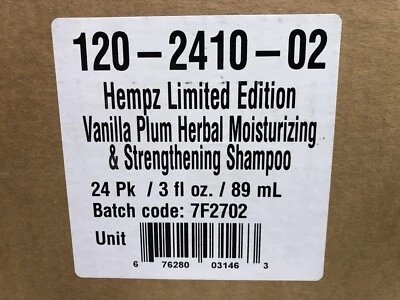 Wholesale box 24 ct Hempz Vanilla Plum Herbal Moisturizing Shampoo 3oz New - Image 1 of 4