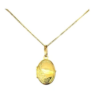 9ct 9k Yellow Gold Oval Shaped Photo Locket Pendant 1.29 Grams. Brand New - Picture 1 of 10