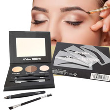 KIT PER DISEGNARE SOPRACCIGLIA CON 4 STENCIL PINZETTA PENNELLO CERA POLVERE