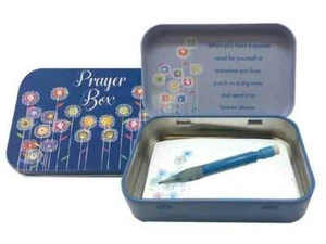 Flowers Tin Prayer Box, 98 x 60mm, With Mini Pencil & Note Pad - Imagen 1 de 3