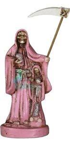 Pink Santa Muerte Resin Statue Holy Death Grim Reaper 5.5” Made In MEXICO - Picture 1 of 3