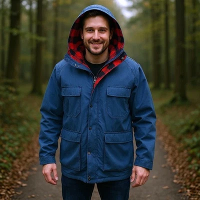 LL Bean Baxter State Parka Blue Wool Lined Hooded Mens Large Navy - Image 1 of 4