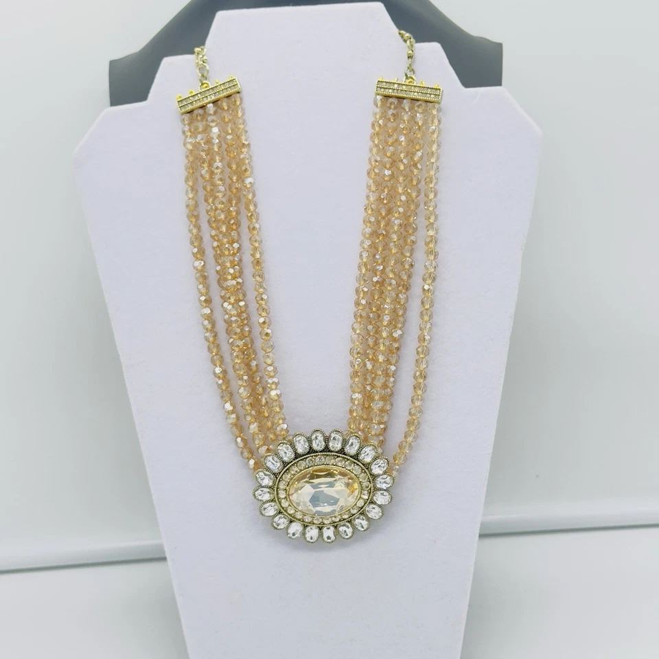 Heidi Daus DAZZLING DELIGHT 香槟水晶项链项圈天鹅绒小袋   — 第 1/4 张图片