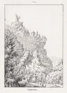 Tour De Sainte-Anne Vorburg Delemont Delsberg Canton Jura Suisse Litho 1840 - Afbeelding 1 van 1