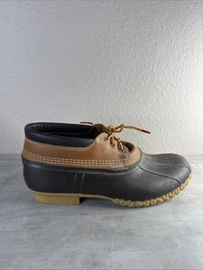 Stivali LL Bean Duck impermeabili bassa pioggia neve marrone gomma pelle 13 W vintage USA - Foto 1 di 7