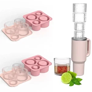 Ice Cube Mould Tray Pack of 2 Fits 40oz Mug 1.18L Stanley & others Pink Silicone - Picture 1 of 10