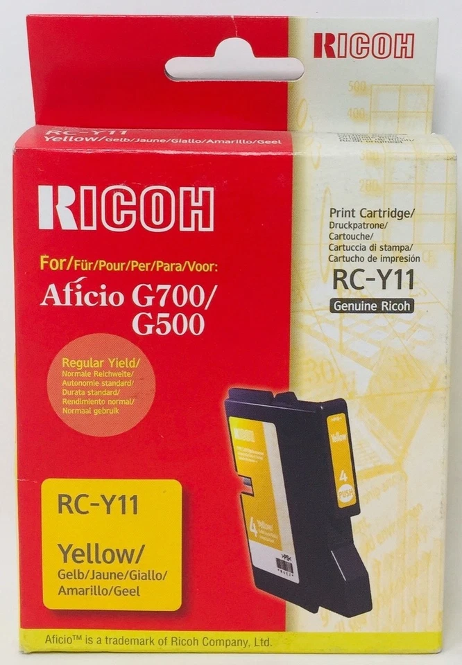 GENUINE AUTHENTIC RICOH RC-Y11 YELLOW INK CARTRIDGE - Image 1 of 1