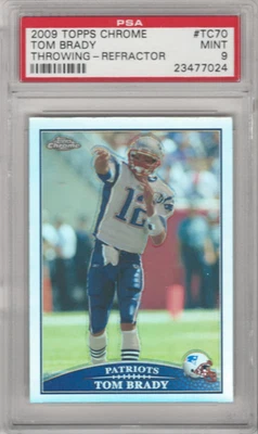 2009 TOPPS CHROME TOM BRADY THROWING REFRACTOR  #TC70 PSA MINT 9 SP  PATS 📈📈 - Image 1 of 2