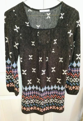 Vestido Hazel Anthropologie Talla Pequeña Gris Cuello Cuadrado Manga Larga Mezcla Lana Foto 1 de 4