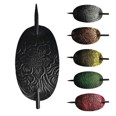 Leather Hair Barrette With Stick Vintage Elegant Temperament Hair Accessories - Image 1 of 4