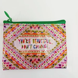 Monedero Q azul tarjeta de regalo de crédito eres hermosa no cambies bolsa con cremallera - Imagen 1 de 2