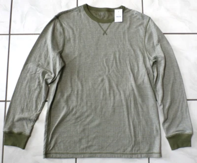 NUEVO CON ETIQUETAS J. Camiseta Crew Para Hombre Manga Larga Rayas Suaves Grande $69.50 Verde G963 Foto 1 de 4