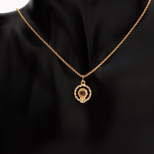 Collana Christian Dior catena oro logo CD strass 42 cm L12 mm x H20 mm