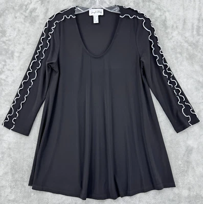 Blusa Joseph Ribkoff Mujer 8 Volantes Carrera Clásica Cuadrada Elastizada Tejida Negra Foto 1 de 4