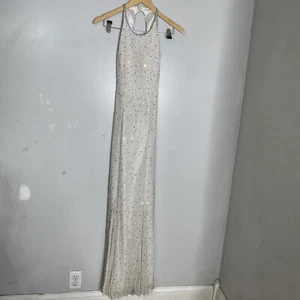Scala Hand Beaded Sequin Silk Evening Prom Wedding Gown Open Back Size 0 - Picture 1 of 8