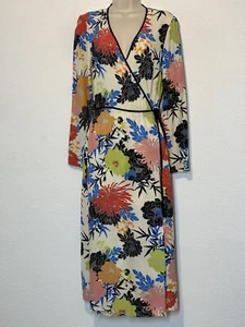 Topshop Womens 4 Maxi Midi Wrap Dress Floral Artsy Fairy Boho Festival Travel - Picture 1 of 8