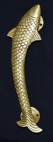 Unique Fish Shape Decorative Door Handle Gate Puller Handmade Brass Nautical Cover