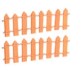 2pcs 3.9 Inch Miniature Garden Fence Mini Ornament Wood Picket Fence Orange