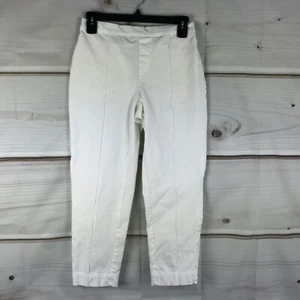 Isaac Mizrahi Live Pants Women 4P White 24/7 Stretch Ankle Pull On Stretch Solid - Picture 1 of 6