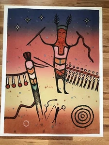 DAN V LOMAHAFTEWA HOPI/CHOCTAW  "MOVEMENTS OF THE ANCIENTS" MONOTYPE ON PAPER 93 - Picture 1 of 6