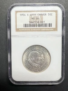 1954-S 50C Wahington-Carver Commemorative Half Dollar MS64 NGC - Picture 1 of 4