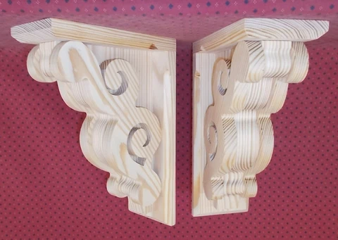 PAIR of 8 x 11-1/2 x 4 Victorian Design Wood Corbels (#6108D) Cover