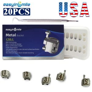 Orthodontic Metal Self-Ligating Brackets Dental MIM Braces ROTH/MBT .022 345Hook - Picture 1 of 11