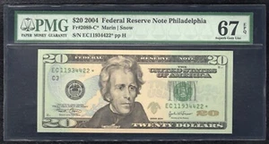 FR. 2089-C* 2004 $20 *STAR* FRN PHILADELPHIA, PA PMG GEM UNCIRCULATED-67EPQ (F) - Picture 1 of 2