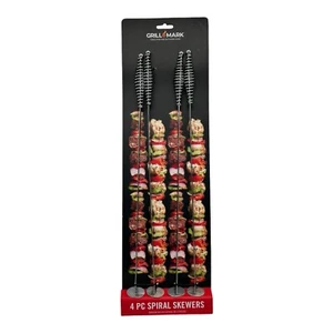 NEW Grill Mark 4 Spiral Skewers  17” L  Heavy Duty Chrome Plated Steel  40331ACE - Picture 1 of 10