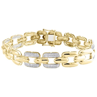 10K Yellow Gold Round Diamond Puff Anchor Link 8.50" Statement Bracelet 1 CT - Image 1 of 4