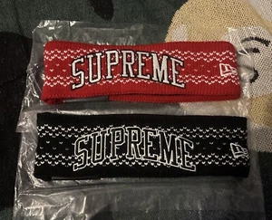 Supreme New Era Arc Logo Headband Black & Red 2017 (COMES WITH BOTH) - Picture 1 of 8