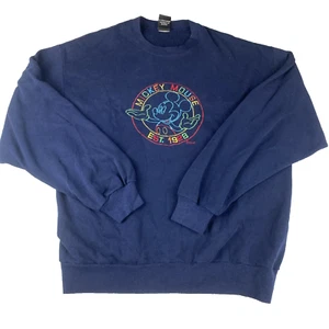 Vintage Disney Mickey Women's USA Made Embroidered Crewneck Navy Sweatshirt READ - Picture 1 of 8