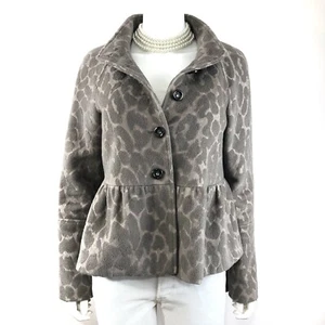 Rebecca Taylor $450 Size 4 Leopard Textured Wool-Angora Peplum Jacket Swing-Coat - Picture 1 of 11