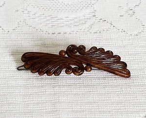 Vtg MCM Hair Clip Made In Hong Kong Brown Retro Unbranded  - Picture 1 of 4