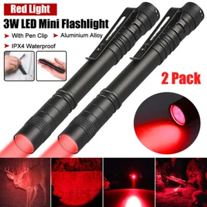 1/2x Mini Super Hell Taschenlampe Rot Torch Wasserfest Handlampe Für Nachtsicht - Bild 1 von 12