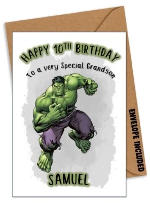 WACKY CARDS Personalised Hulk Birthday Card Boys Son Grandson Nephew Friend Uncle DAH