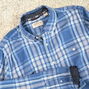 Weatherproof Vintage Flannel Shirt Blue Plaid Button Down Long Sleeve M - Picture 1 of 6