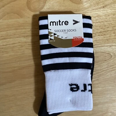 Mitre Youth Soccer Futbol Socks, Youth Black & White Size: 3-9 New - Image 1 of 4