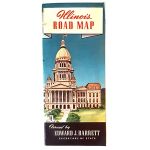 1950s Illinois Road Map Pictorial 20,5 x 28 Edward Barrett Secretary of State - Bild 1 von 12