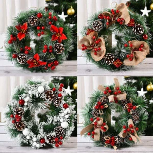 Guirnalda de bayas rojas de piña artificial de Navidad decoración de ventana de puerta delantera - Imagen 1 de 6