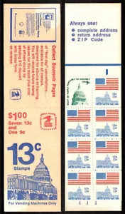 US Scott 1590 & 1623a ~ 13c Booklet BK 131 ~ F/VF ~ NH ~ Pane 8 stamps ~ 8/11/77 - Picture 1 of 1