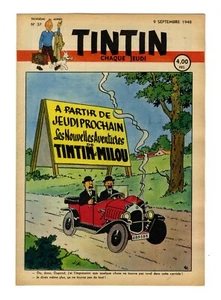 Journal TINTIN Edition BELGE n°37 9 septembre 1948 Couverture HERGE superbe - Afbeelding 1 van 2