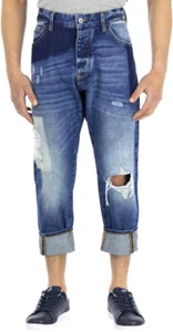 $ 650 Designer ARMANI JEANS regelmäßiger Patch Logo Distress Rip Mode Jeans für Herren - Bild 1 von 6
