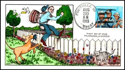 Scott 2420 - 25 Cents - Mail Carriers - Collins Hand Painted FDC - Image 1 of 2