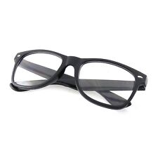 Emblem Eyewear - Nerd Black Horned Rim Glasses Glossy Clear Lens