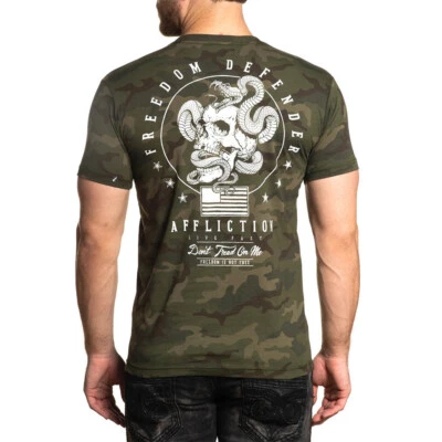 Affliction Clothing Biker Rockabilly T-Shirt - FD Not Free Schädel Schlange Camo - Bild 1 von 4