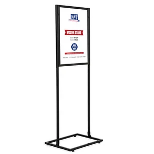 Pedestal Poster Sign Holder Double Sided Slide-In 1-Tier Floor Stand Easy Load - Picture 1 of 27